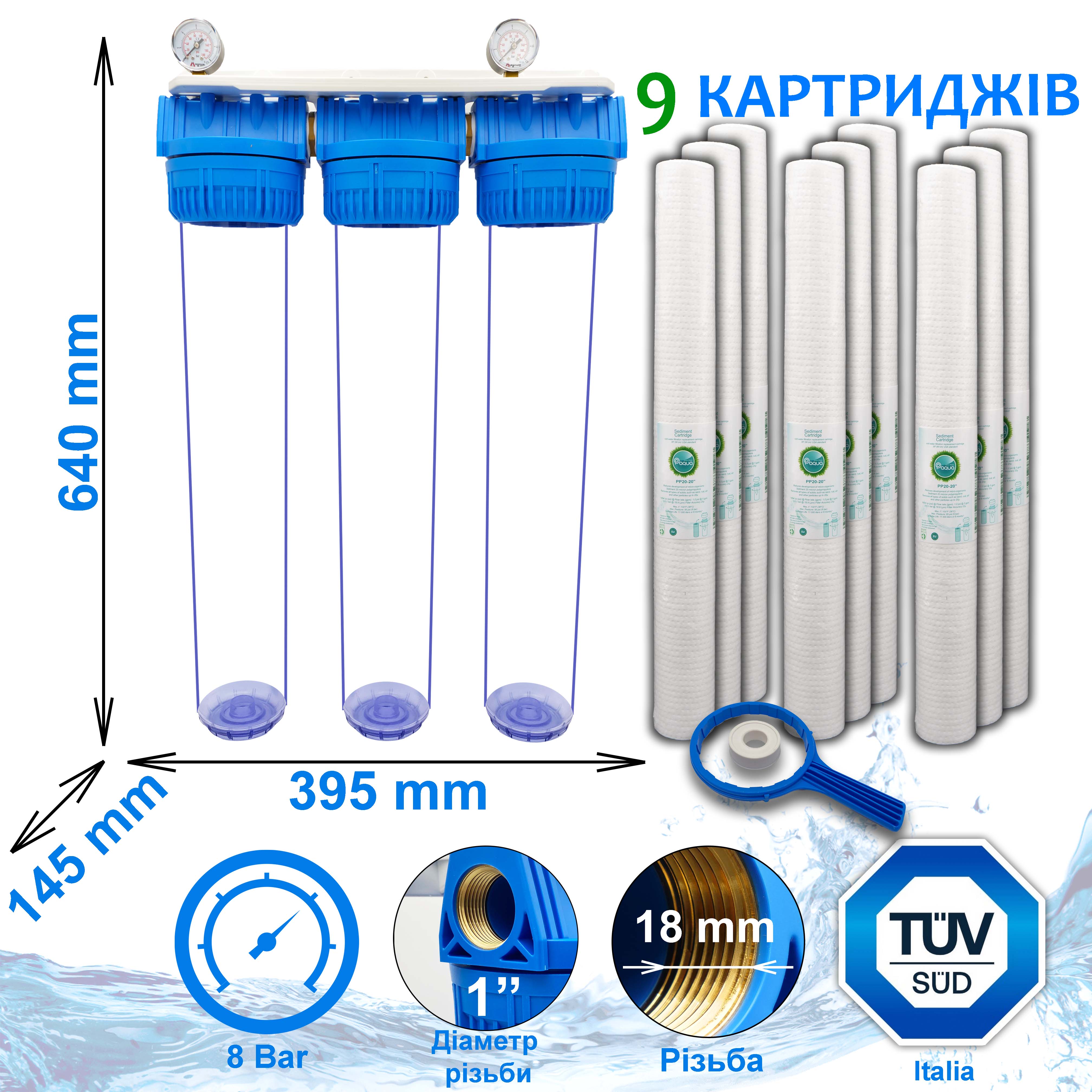 Триступенева Slim Paqua з трьома комплектами механічних катриджів
