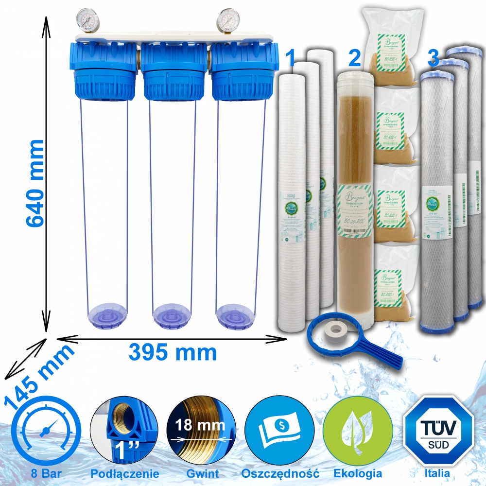 Триступенева система пом'якшеннямa Slim Paqua з трьома комплектами катриджів - 18066 Триступенева система пом'якшеннямa Slim Paqua з трьома комплектами катриджів - 18066